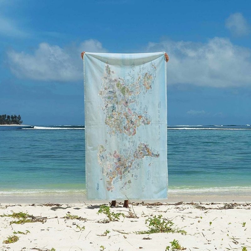 潜水胜地世界地图毛巾 - 地图 - 聚酯纤维 多色