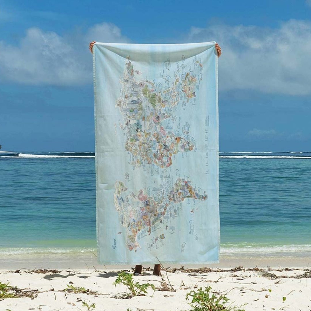 潜水胜地世界地图毛巾 - 地图 - 聚酯纤维 多色