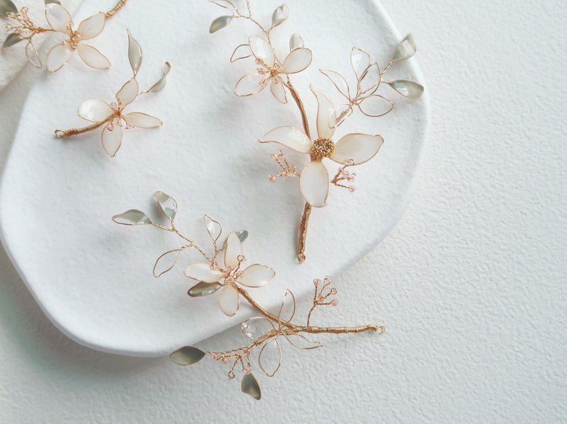 暖心 - 手作新娘 发饰 新娘头饰/闺蜜 伴娘 - 发饰 - 树脂 白色