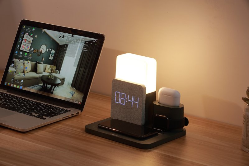 多功能無線充電器  手機支架 時間鬧鐘 小夜燈 - 手机充电及周边 - 塑料 