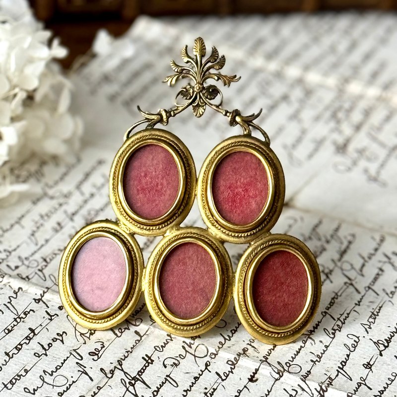 * 50893-绝美法国古董黄铜迷你相框 - 画框/相框 - 铜/黄铜 