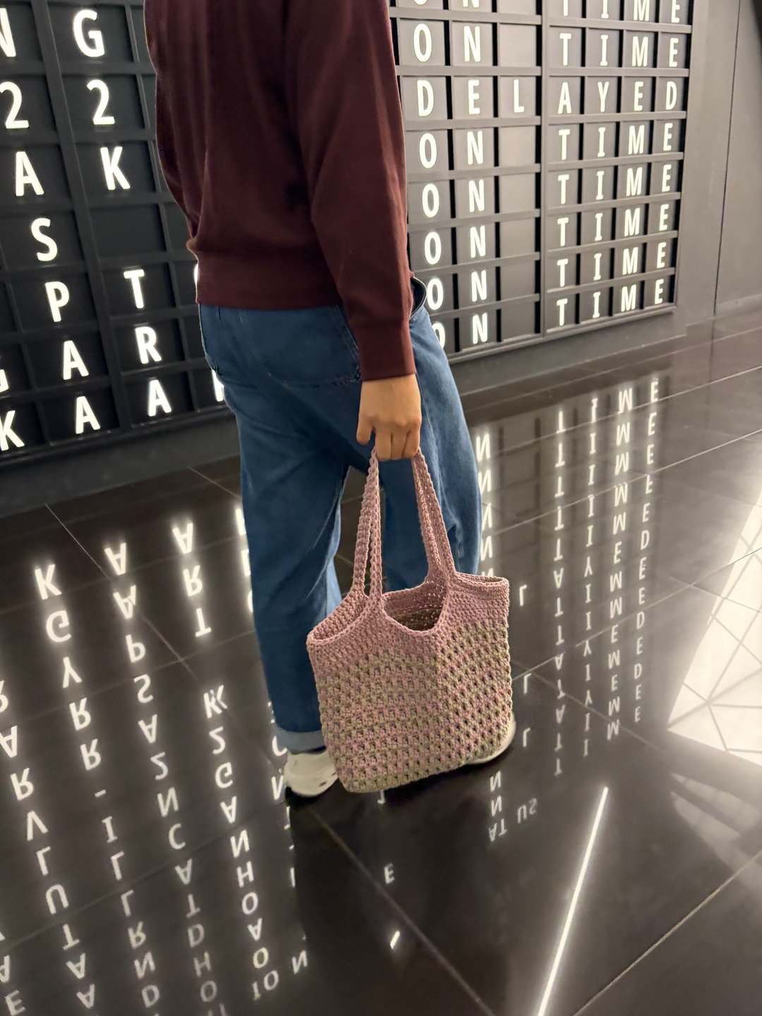 手工钩织托特包，棉线编织日常手提袋，Soft Still Tote, Óknit - 手提包/手提袋 - 棉 粉红色