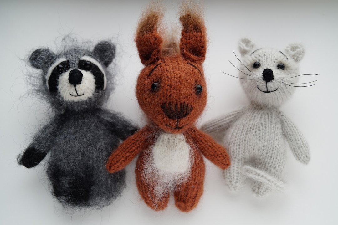 Three toys pattern!!! Set of three. Raccoon, Mouse and Squrrel knitting pattern. - 编织/刺绣/羊毛毡/裁缝 - 其他材质 