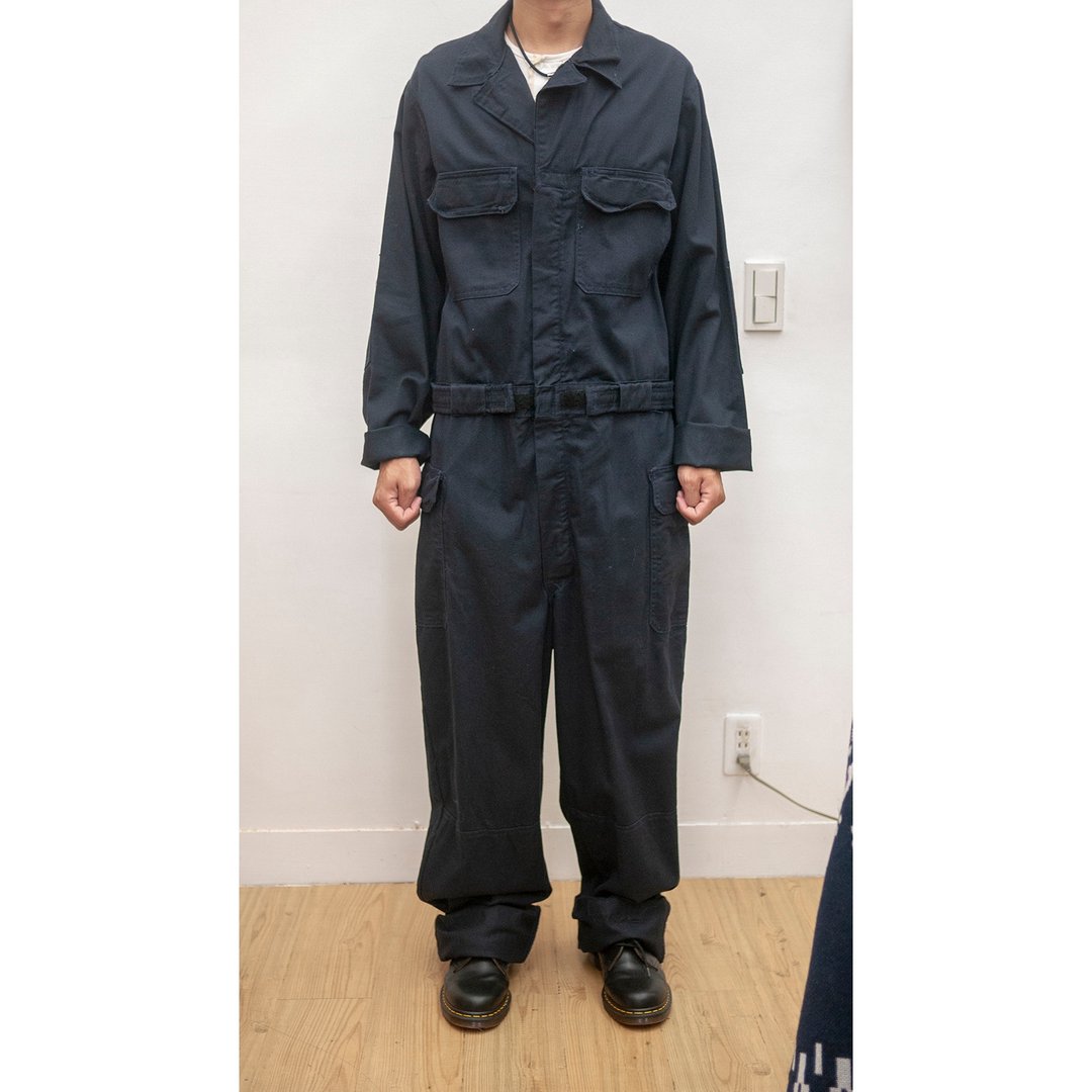 美军 甲板 作业员 连身工作服 深蓝 黑 古着 二手 - 背带裤/连体裤 - 棉 黑色