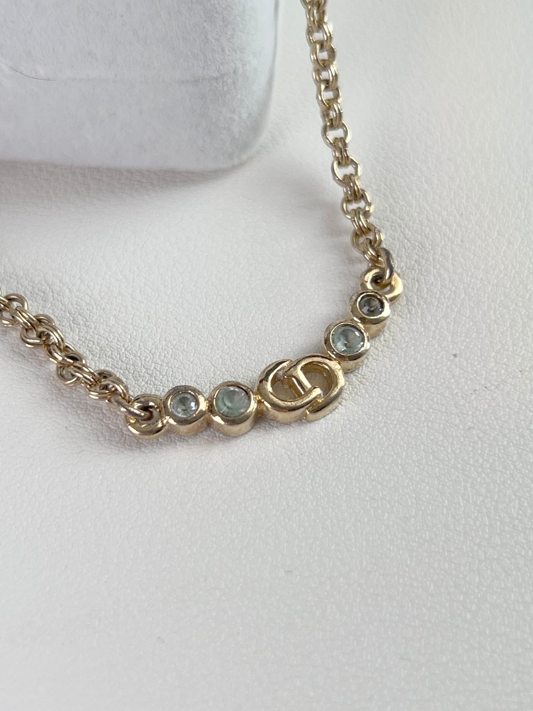 Dior CD金色水钻石气质锁骨颈项链链 5cm延长链 日本中古二手 - 项链 - 其他金属 金色