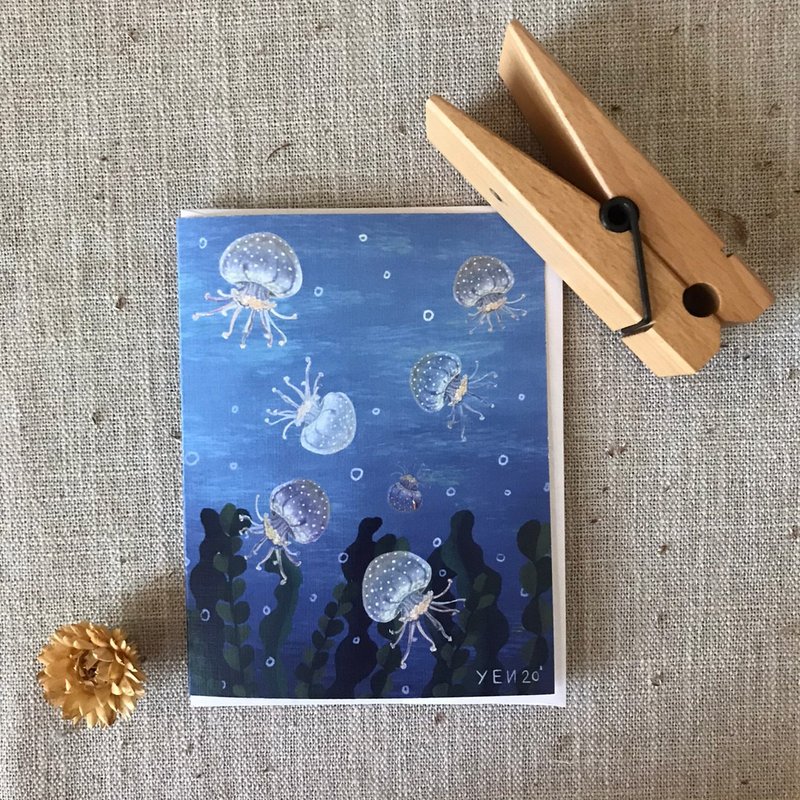 救救斑点水母-海洋生物珍藏系列问候卡 Bestar X Yen Arts+Design - 卡片/明信片 - 纸 粉红色