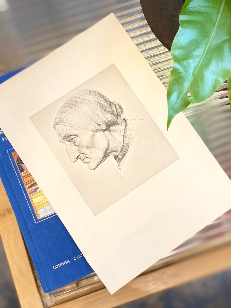 英国艺术家Frank Dicksee - 1889妇人肖像 - 蚀刻版画 - Etching - 海报/装饰画/版画 - 纸 白色