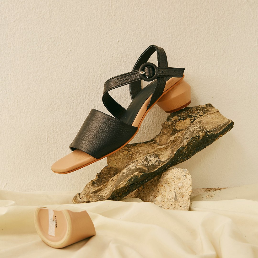 Black - BEETROOT Opentoe Heels - 高跟鞋 - 真皮 黑色