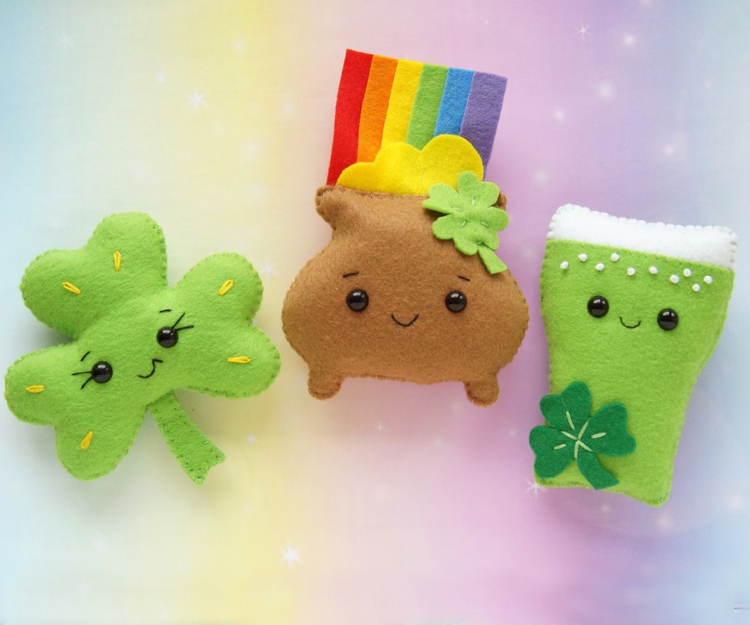 St Patrick Day ornaments patterns, Felt shamrock pattern, Felt pattern PDF - 手工艺教程/工具书 - 其他材质 
