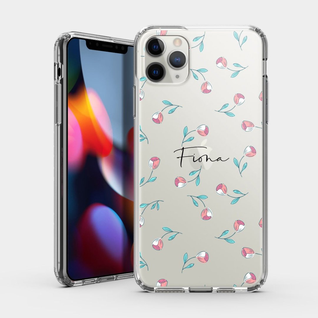 礼物 定制化英文名 小红花 IPHONE 保护壳 透明手机壳 PU023 - 手机壳/手机套 - 塑料 透明