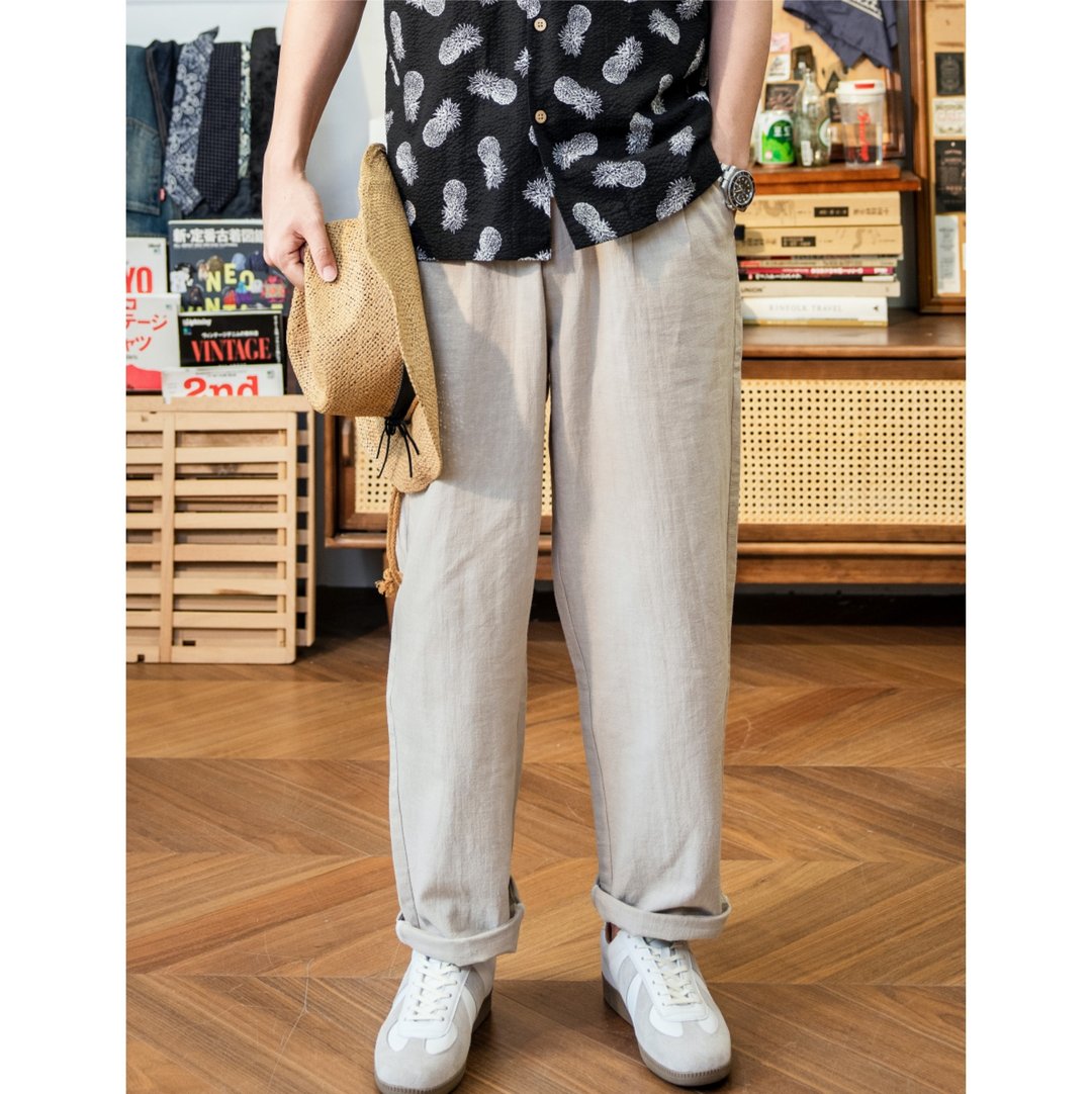 现货 SALE 棉麻长裤 休闲 春夏 透气舒适 cotton-ramie blend pants - 男士长裤 - 棉 卡其色