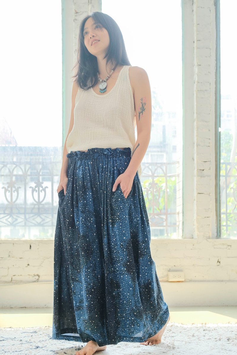 B001 stardust 宽裤 - 男士长裤 - 棉．麻 蓝色