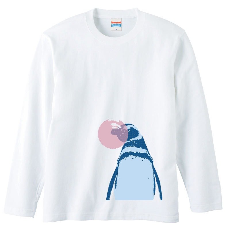 ロングスリーブTシャツ / 風船ガム / ペンギン - 男装上衣/T 恤 - 棉．麻 白色