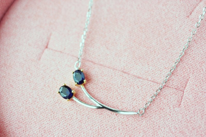 Natural Blue Sapphire Necklace Silver925. - 项链 - 纯银 蓝色