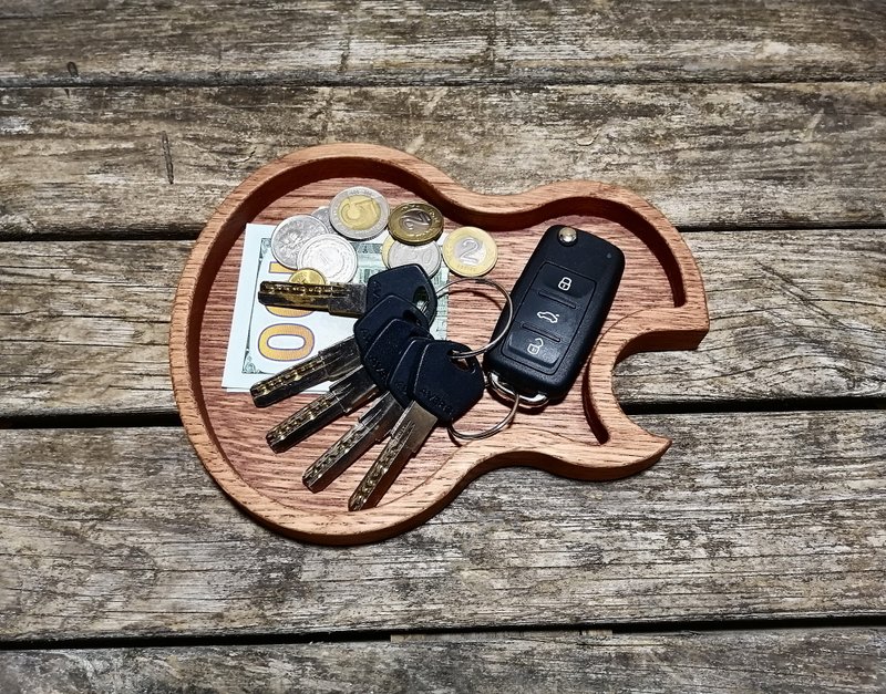 Guitar Pick Holder, Wooden Valet Tray, Guitar Pick Case, Catch All Tray - 吉他配件 - 木头 红色