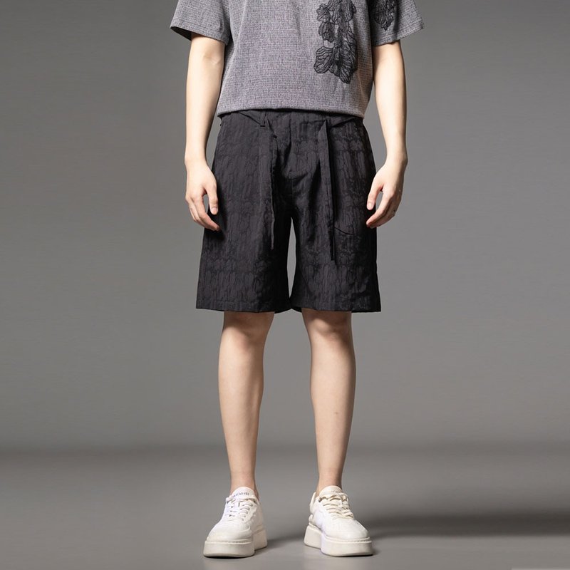 暗男士纹直筒短裤  休闲百搭五分裤 - 男士短裤 - 其他材质 