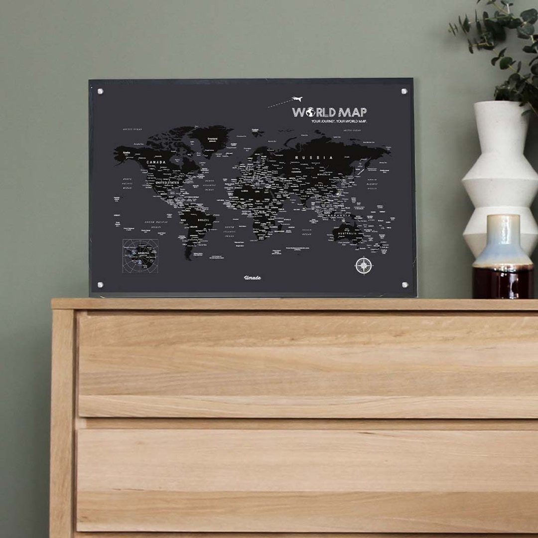 世界地图 - 订制磁吸系列海报 - 夜幕黑 (定制化礼物)-IKEA 留言板款 - 海报/装饰画/版画 - 纸 黑色