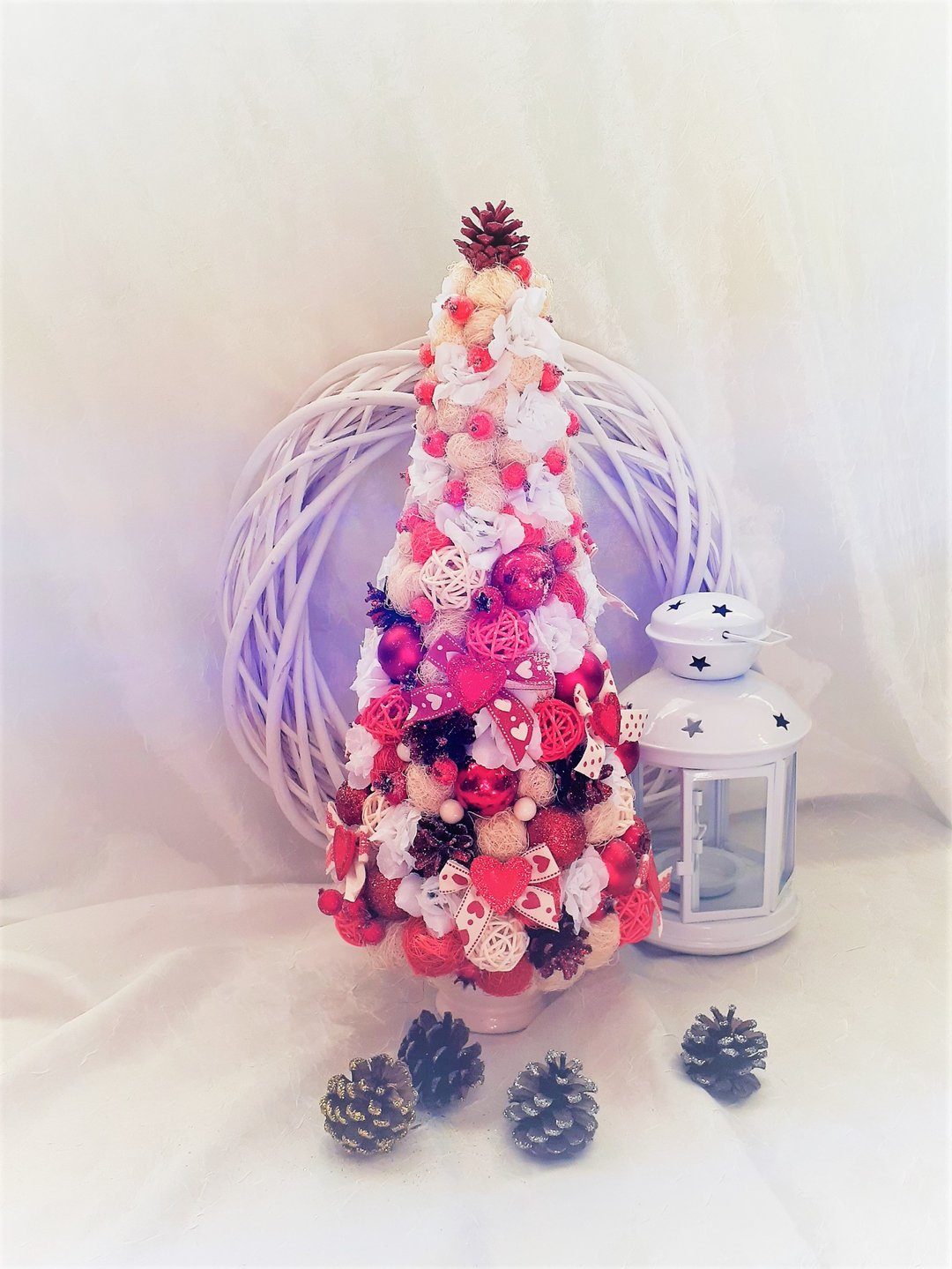 Small table Christmas tree, Reception desk Christmas tree, Christmas decoration - 摆饰 - 其他材质 红色