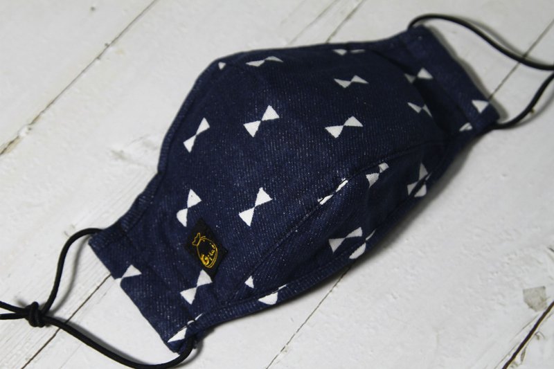 安心防疫【Gi LAI】立体布口罩 / 牛仔二重纱 / 可放滤材 - 口罩 - 棉．麻 蓝色