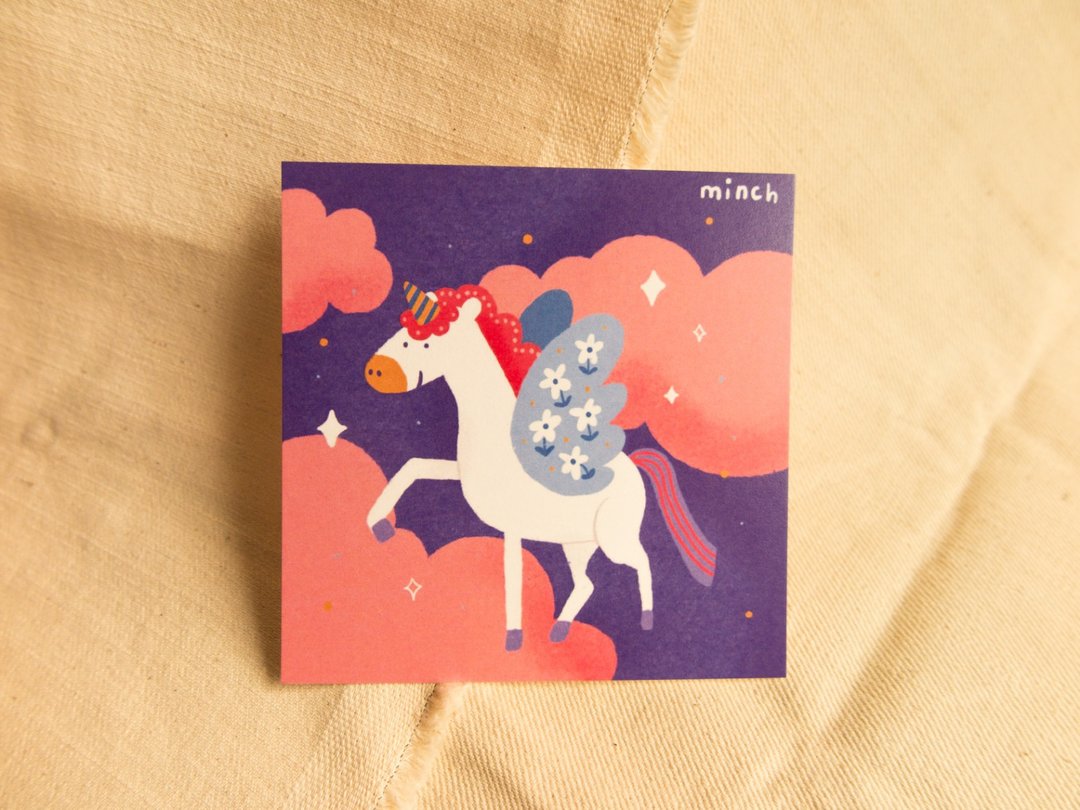 梦幻独角兽正方明信片 - 卡片/明信片 - 纸 紫色