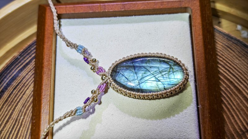 原创|手工制天然拉长石项绳|天然水晶手作|春日樱花 - 项链 - 水晶 