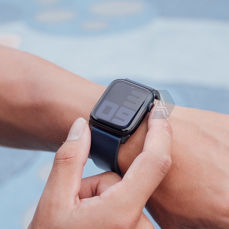 Apple Watch 42/44/45/49mm Straden 防泼水皮革表带-蓝 - 表带 - 真皮 蓝色