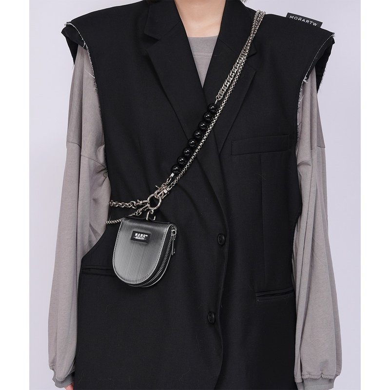 rebirth野生设定原创辣妹钥匙包百搭银色链条配饰撞色卡包零钱包 - 零钱包 - 人造皮革 