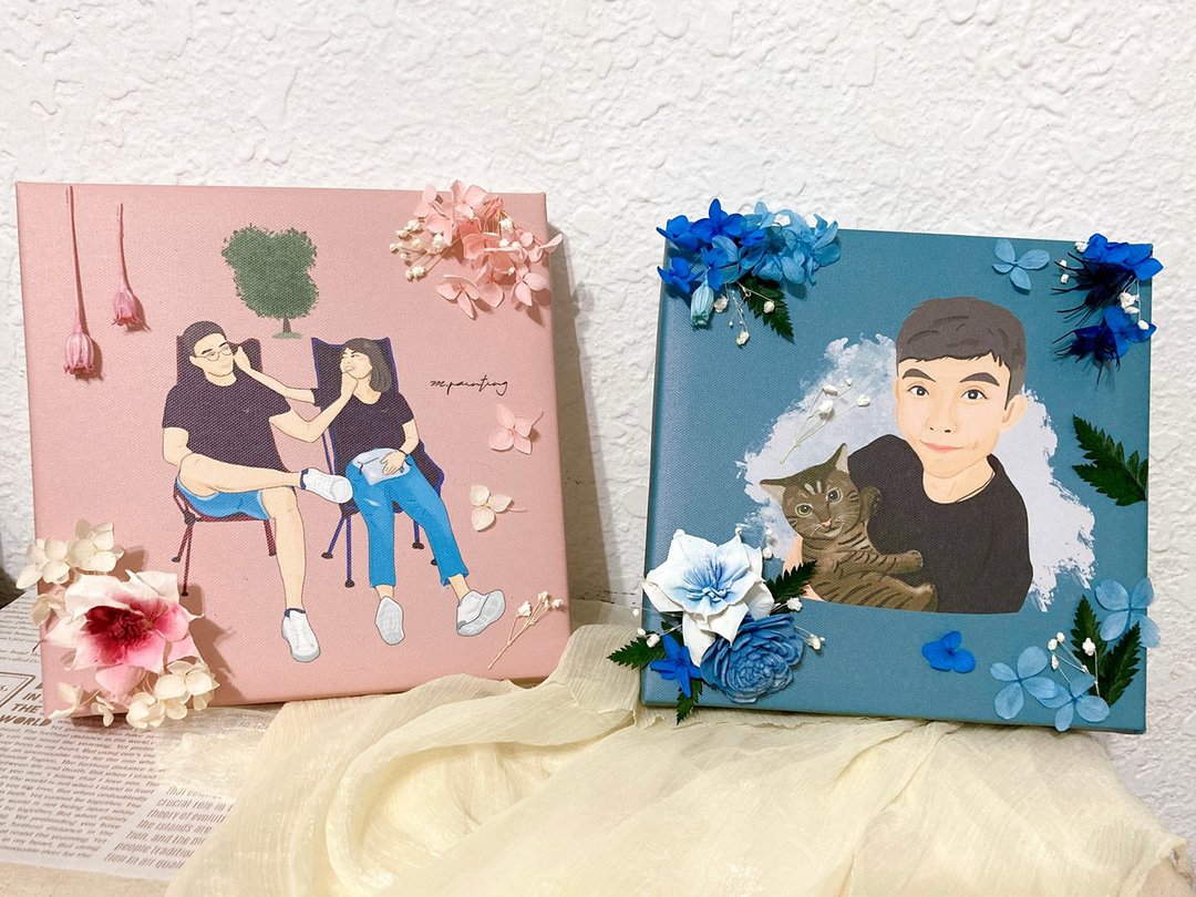 花缀似颜绘无框画 2人/动物 【2人/动物以上请再另外加购喔】 - 干燥花/捧花 - 植物．花 