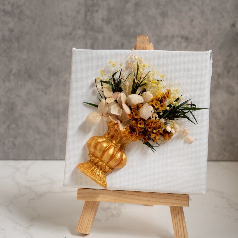【圣诞交换礼物】古典花瓶半立体花艺小画框 - 干燥花/捧花 - 植物．花 金色