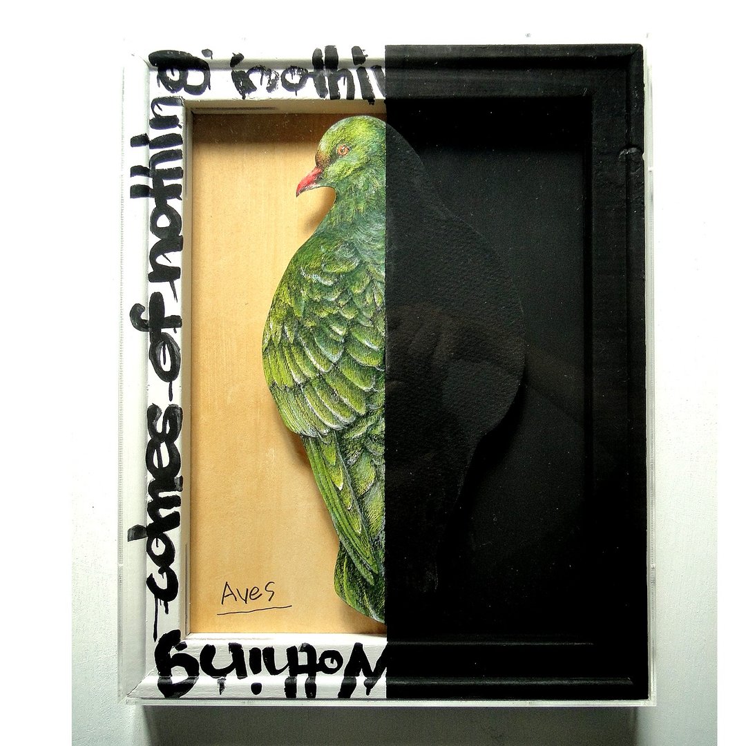 Original painting of green bird - 海报/装饰画/版画 - 纸 绿色