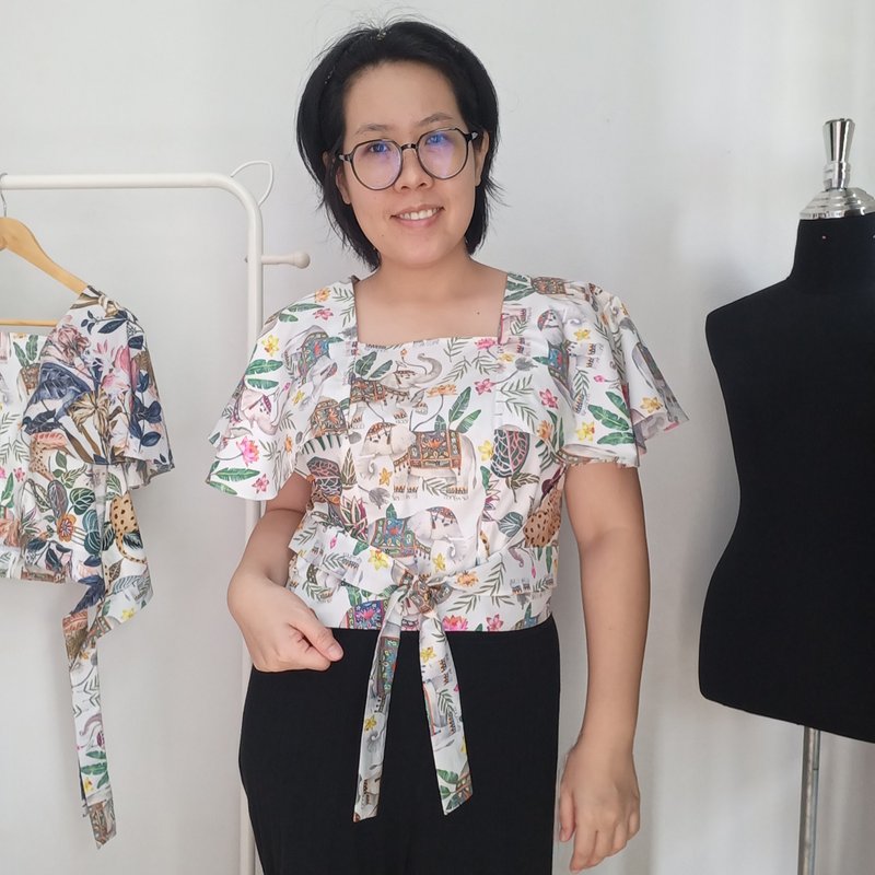包裹式拼布上衣 S 至 XXXL 每款设计仅有一件 独特且专属的风格 - 女装上衣 - 棉．麻 多色