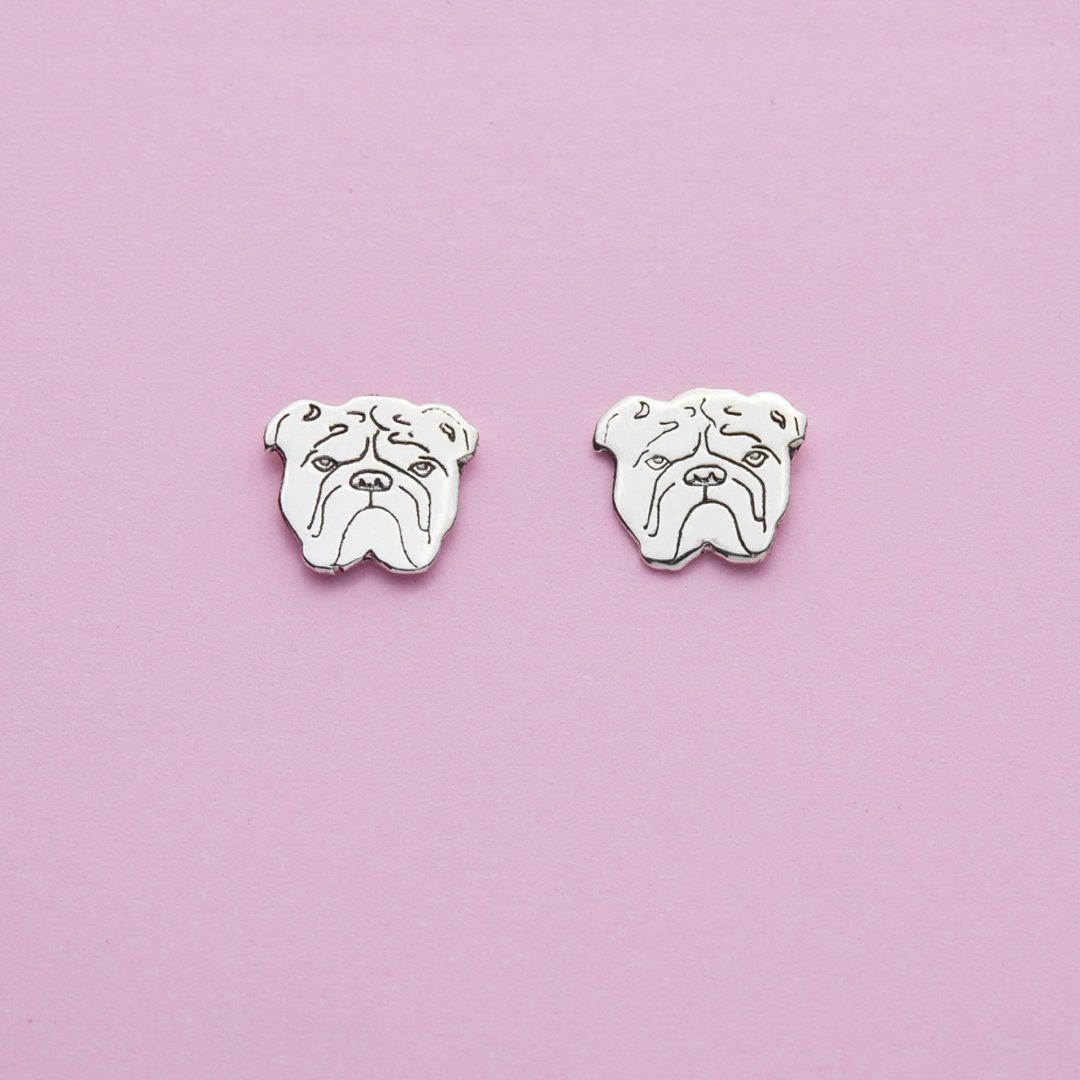 Earring  English Bulldog - 耳环/耳夹 - 纯银 