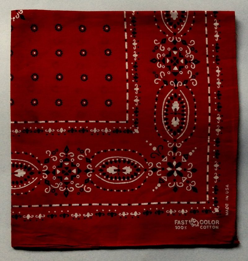 红色 (红宝石色) 佩斯利圆点领巾 20 x 21 英寸 复古 50s 不易褪色 美国制造 - 丝巾 - 棉．麻 红色