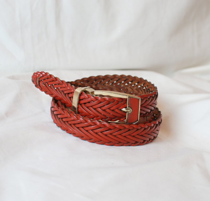 Back to Green - 腰带 砖红编织 // vintage belt - 皮带/腰带 - 人造皮革 