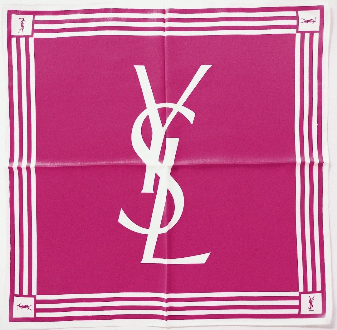 Yves Saint Laurent 古董手帕 粉色 标志性设计 20 x 19.5 英寸 - 手帕/方巾 - 棉 粉红色