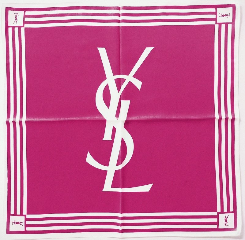 Yves Saint Laurent 古董手帕 粉色 标志性设计 20 x 19.5 英寸 - 手帕/方巾 - 棉 粉红色