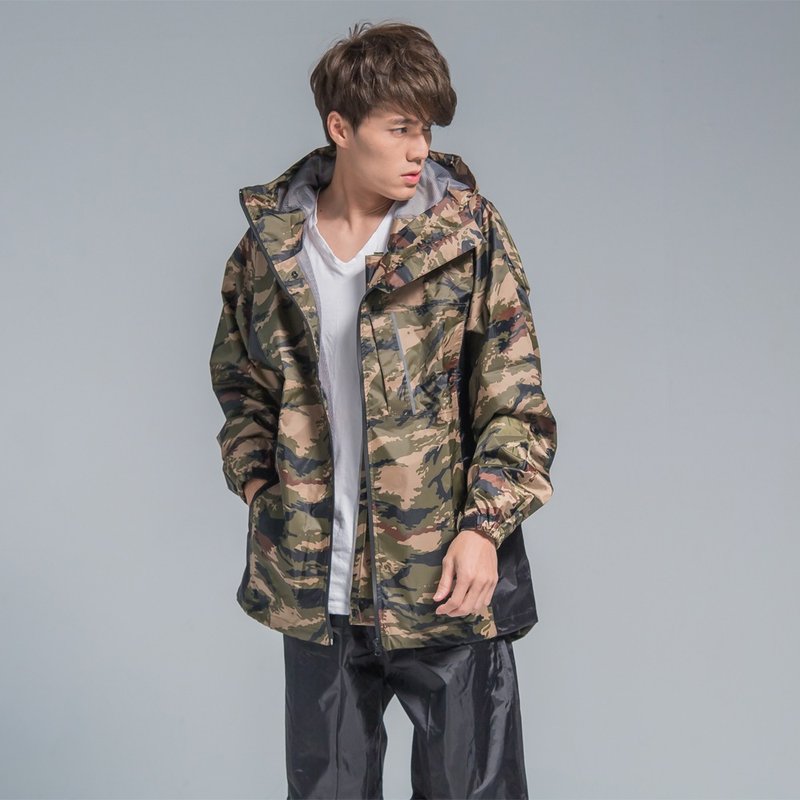 玩酷迷彩两件式风雨衣-绿迷彩 - 雨伞/雨衣 - 防水材质 绿色