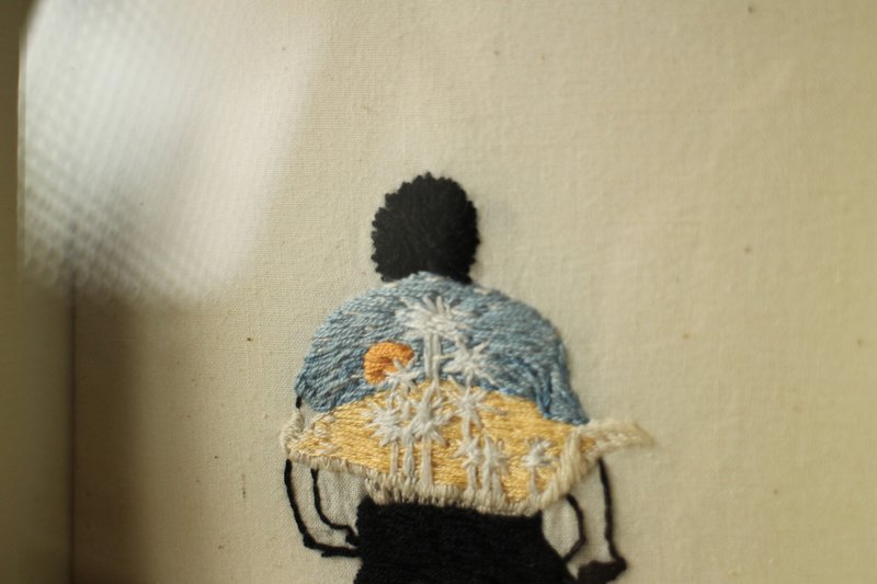 台湾电影 蓝色大门 小士 刺绣挂画 - 海报/装饰画/版画 - 绣线 黄色