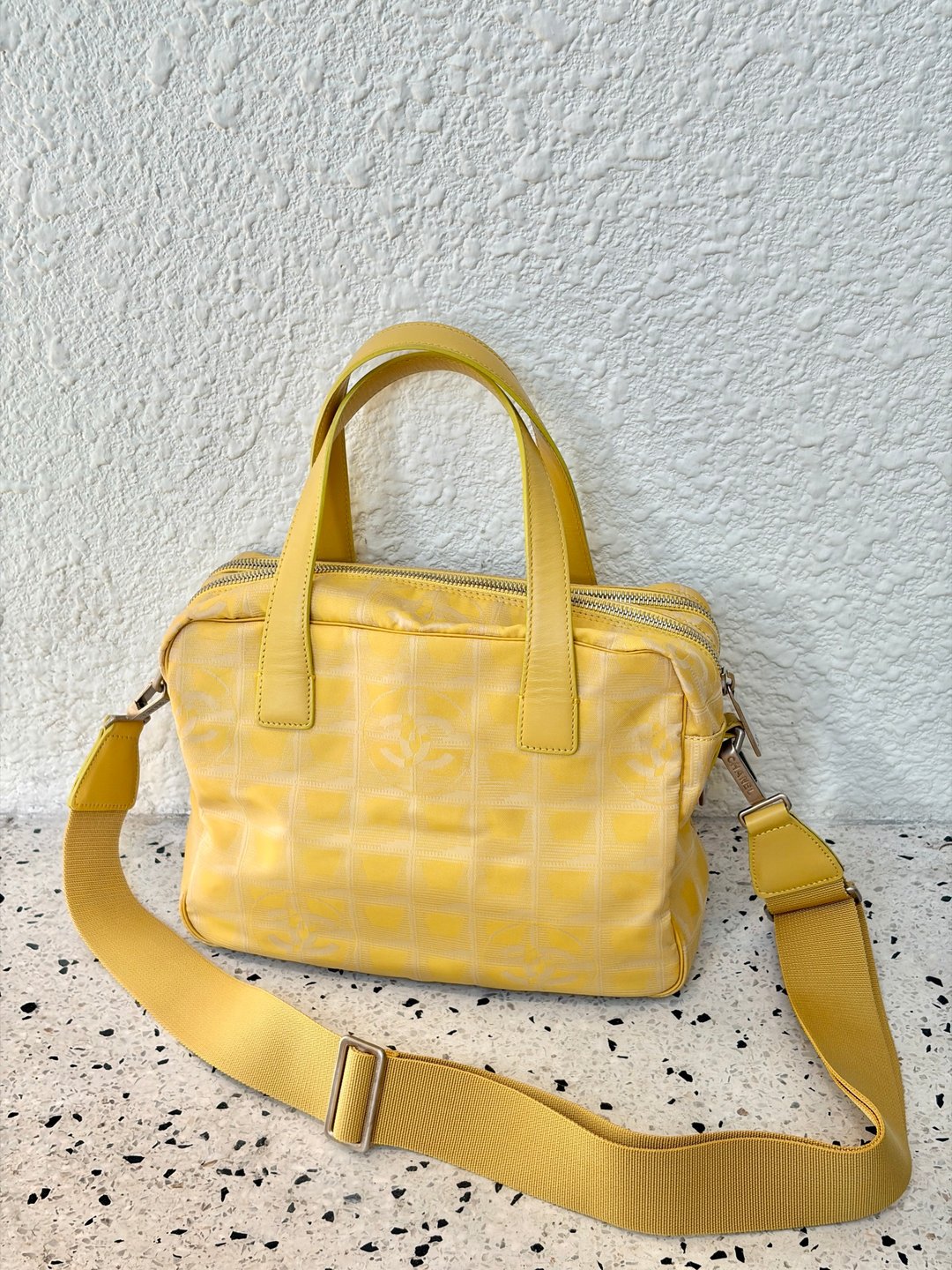 复古 CHANEL 2000 年代 New Travel Line 两用迷你波士顿肩背包 - 黄色 - 手提包/手提袋 - 真皮 黄色