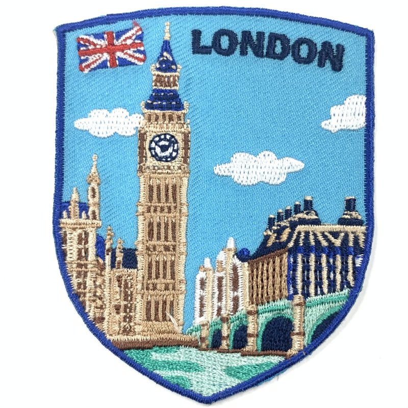 英国伦敦 大笨钟 LONDON地标刺绣徽章 胸章 立体绣贴 装饰贴 绣片 - 徽章/别针 - 绣线 多色