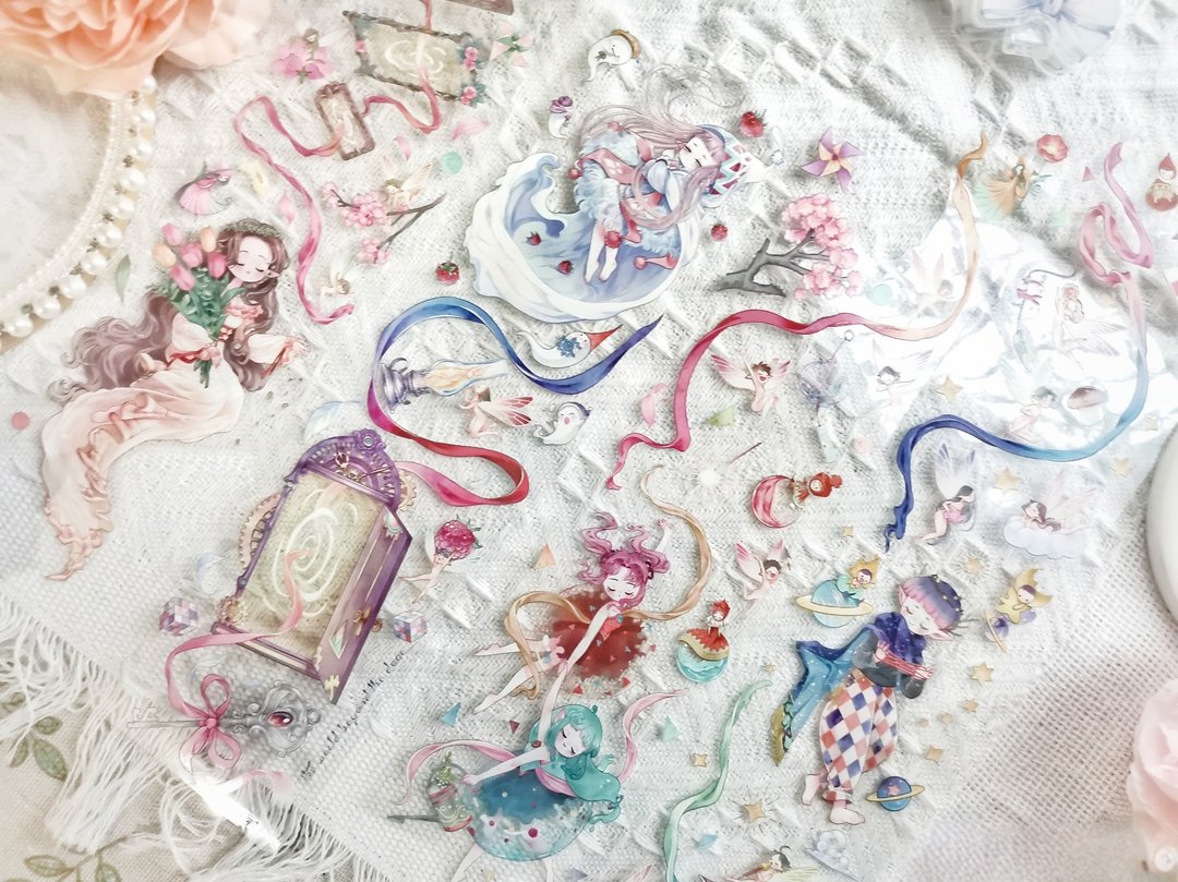 门的那边 そうぞうりょく 小精靈/絲帶/門 PET 和紙膠帶 10米卷 - 纸胶带 - 其他材质 多色