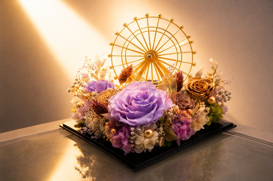 永生花摩天轮【藤紫】| 日本不凋花 生日 开幕 纪念日礼物 - 干燥花/捧花 - 植物．花 紫色