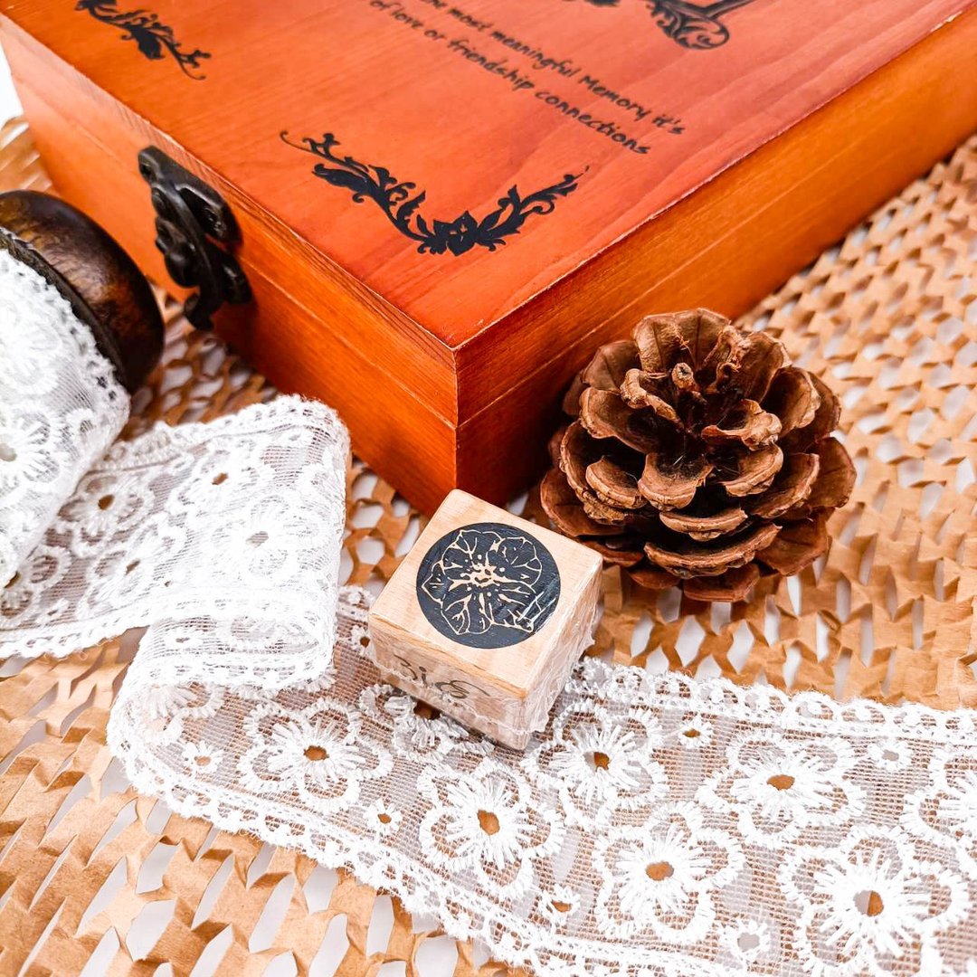3E117_花系列L/ Flower series.L/櫸木印章 Wood Rubber Stamp - 印章/印台 - 木头 卡其色