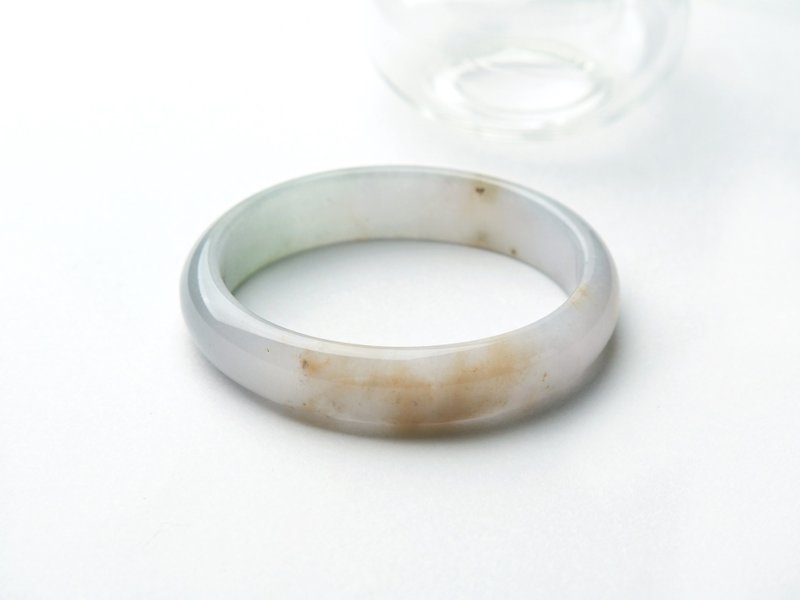 羽扇 | 糯种 / 三彩撒金 / 贵妃镯 / 手围17.5 | 天然A货翡翠玉镯 - 手链/手环 - 玉石 多色