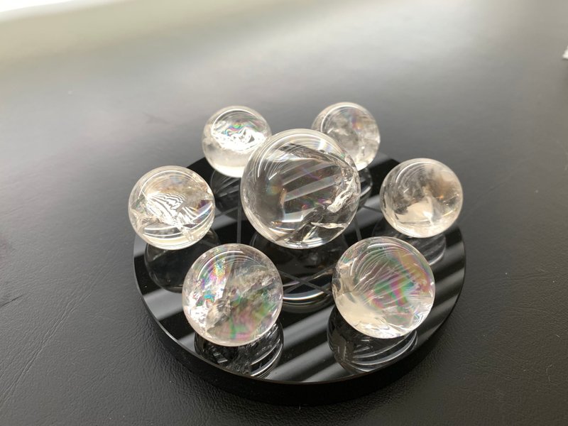 天然白水晶七星阵 彩虹白水晶七星阵 3 净化负能量 黑曜七星盘 - 摆饰 - 水晶 白色