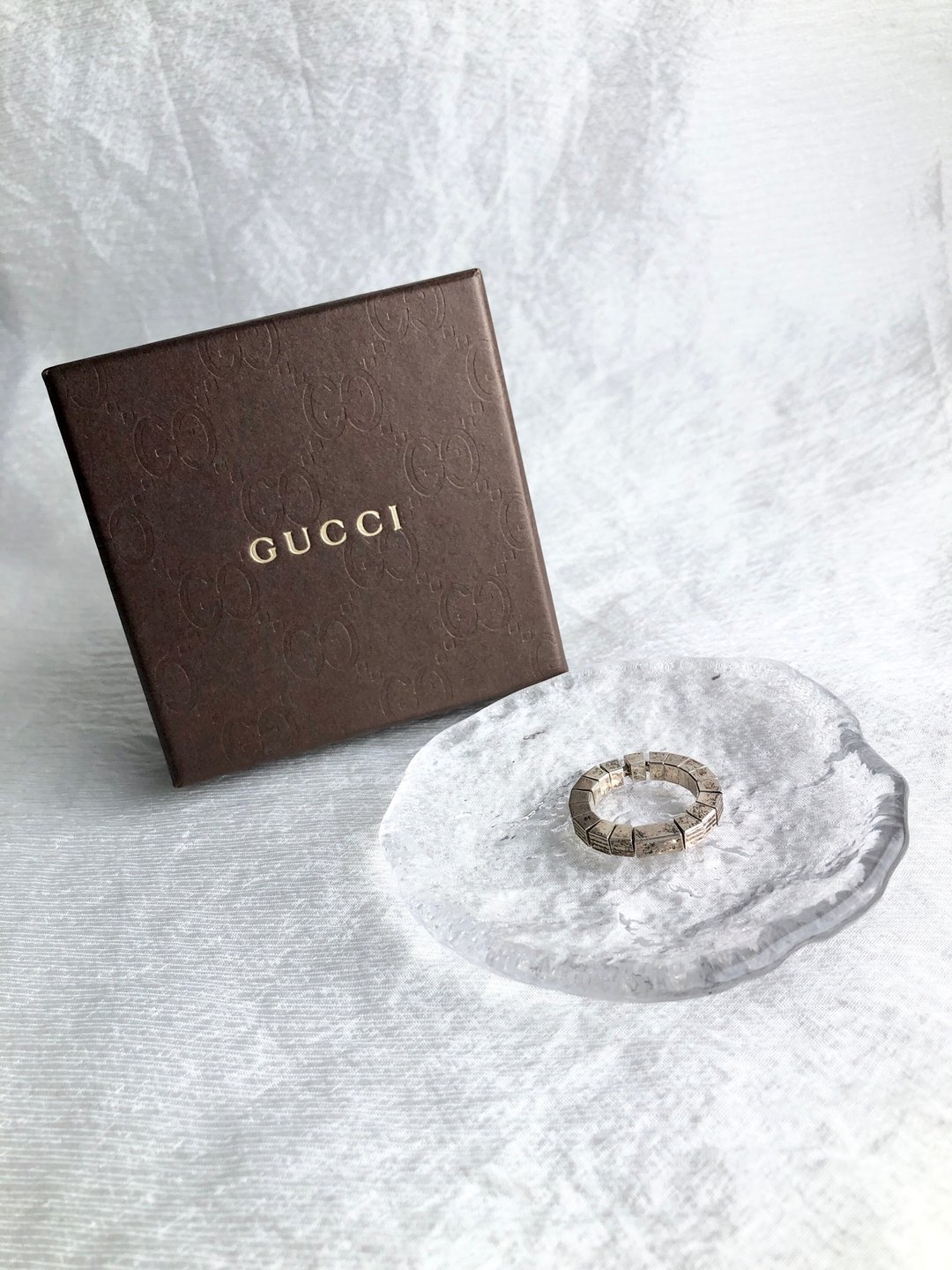 【 日本直送 名牌中古包 】GUCCI 古驰 戒指 银色 方块戒指 vintage 古着 复古 eairki - 戒指 - 其他材质 银色