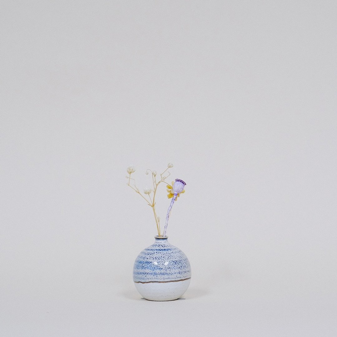 手工陶瓷迷你花器－兔毫拉丝 - 花瓶/陶器 - 瓷 蓝色