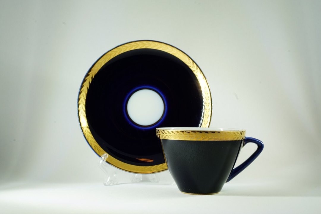 Lomonosov 钴蓝色金叶边茶杯 - 茶具/茶杯 - 瓷 蓝色