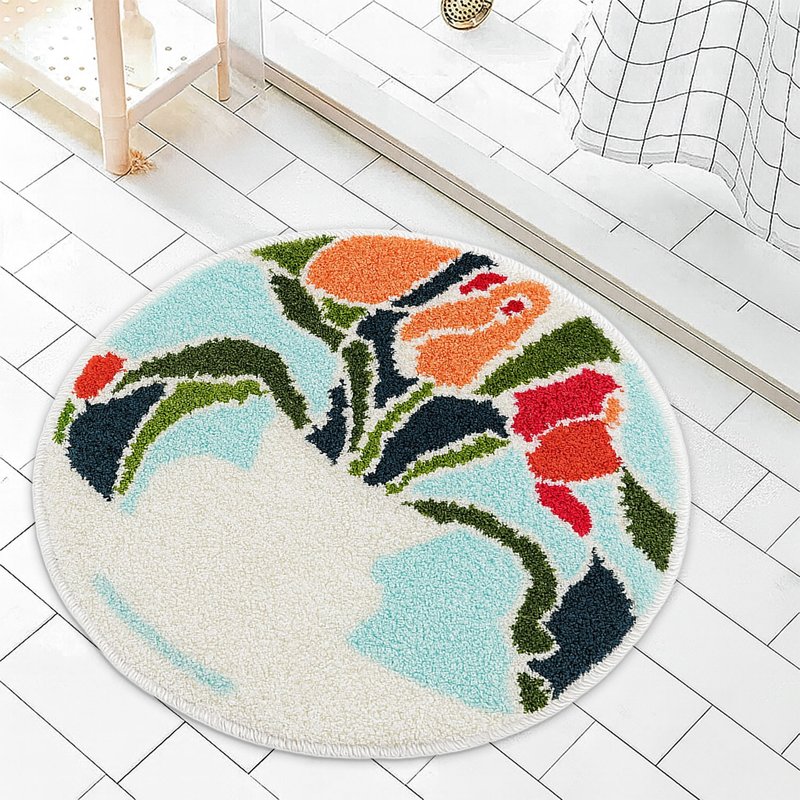 玫瑰花瓶植绒地垫浴室地垫吸水地垫柔软卧室地垫区域地垫礼品 - 地垫/地毯 - 聚酯纤维 