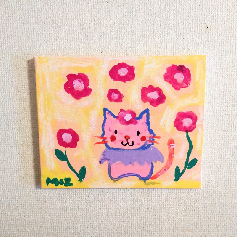 絵画　花好きな猫 - 海报/装饰画/版画 - 其他材质 